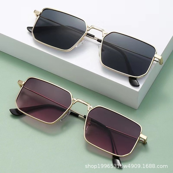 New personalized square frame metal sunglasses for women simple fashion retro sunglasses anti-ultraviolet sunglasses