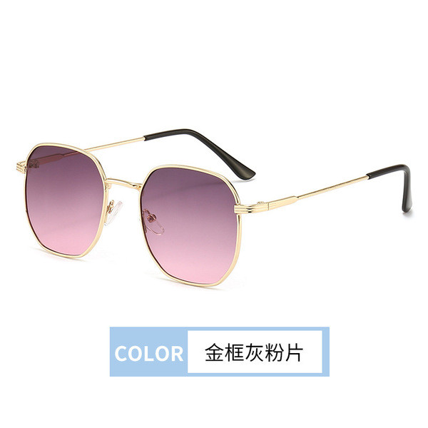 2024 new square frame sunglasses, colorful and fashionable, same style for men and women, big face, slimming, trendy sun protection metal sunglasses