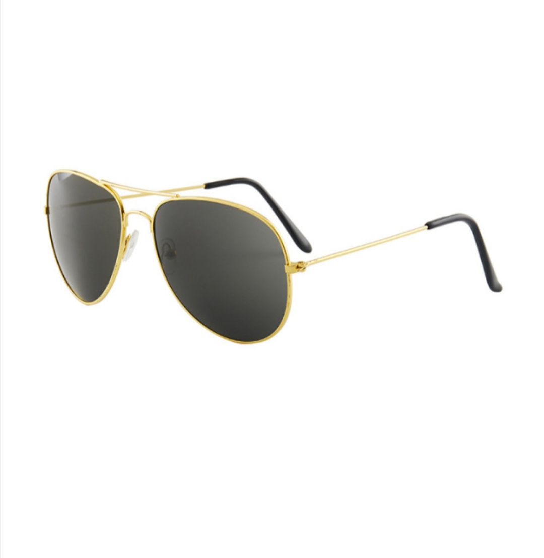 Gold frame gray color film large frame toad sunglasses men and women metal sunglasses sunglasses