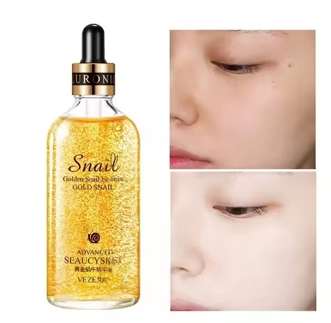 Face Care 24K Gold Serum Snail Collagen Face Essence Moisturizing Anti Aging Hyaluronic Acid Essence Brighten Skin Care Product.