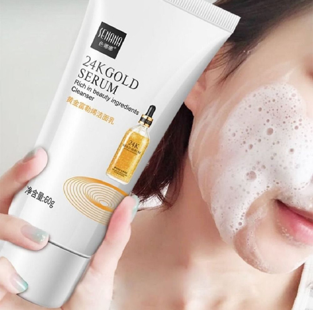 Z5DJXZ6 Whitening Gold Fullerene Facial Cleanser 60g Collagen Skin Care Acne Treatment Foam Face Wash