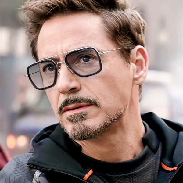 New Iron Man European and American sunglasses for men trendy glasses fashionable advanced square frame large frame Spider-Man same style sunglasses