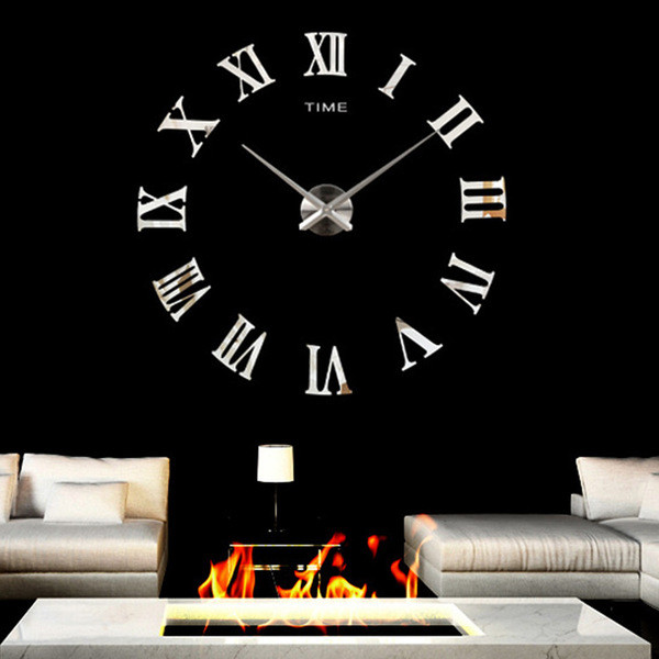 European style personality DIY acrylic creative wall clock Roman numerals living room decoration wall clock wall sticker clock